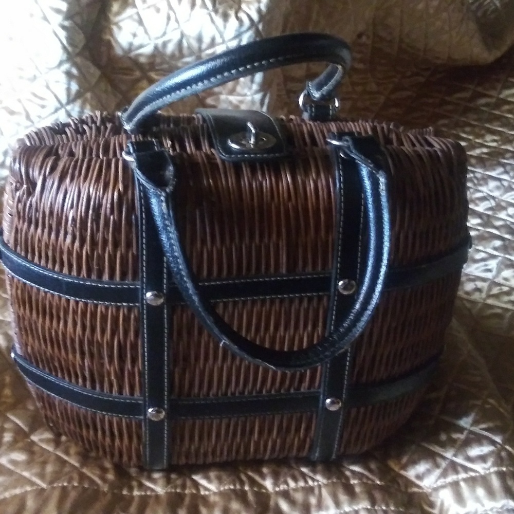 Vintage Wicker and Leather purse